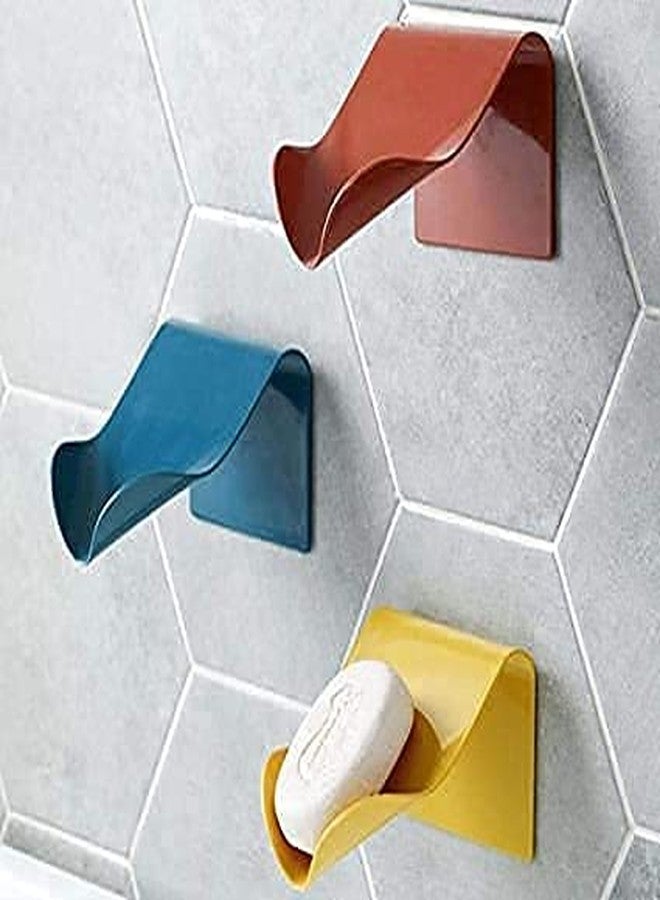 Dhanuom Soap Holder for Bathroom Kitchen Sink Self Adhesive Soap Stand for Bathroom with Removable Drain Tray,Non-Drill Fish Shape Cute Wall Mount Soap Holder(4 Pcs Multicolor) - Image 5